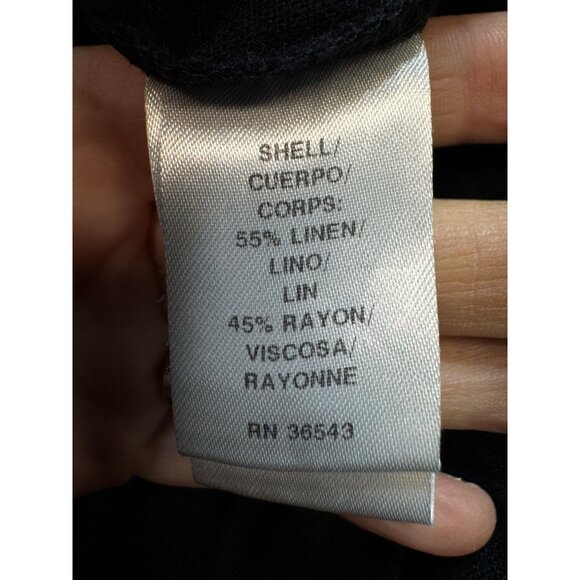 Calvin Klein Women's Linen Shorts Romper Tie Waist Size 12 Black Short Sleeve - Picture 4 of 8